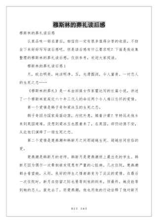 穆斯林的葬礼读后感