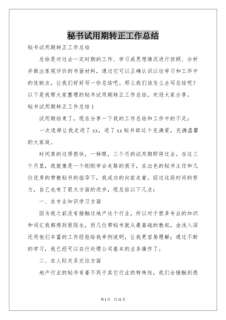 秘书试用期转正工作参考总结