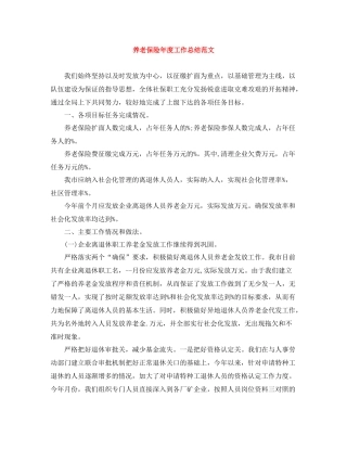 养老保险年度工作总结范文