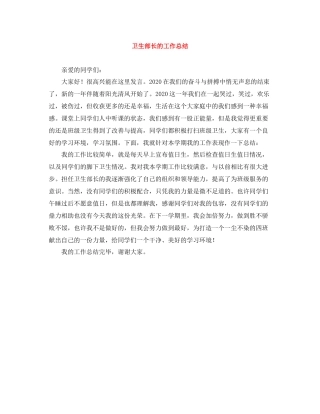 卫生部长的工作总结