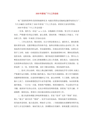 2020年度电厂个人工作总结