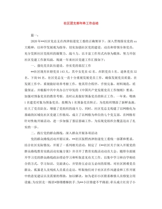 社区团支部年终工作总结