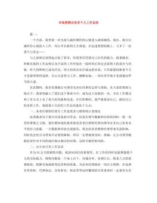 市场营销业务员个人工作总结