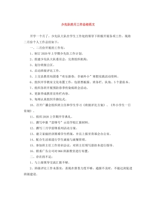 少先队的月工作总结范文