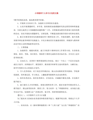 小学教师个人学习计划范文集 
