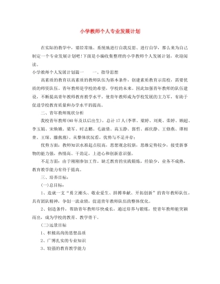 小学教师个人专业发展计划 