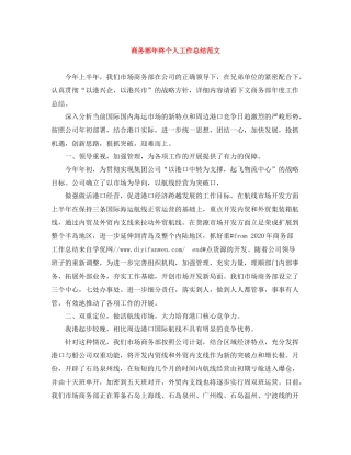商务部年终个人工作总结范文