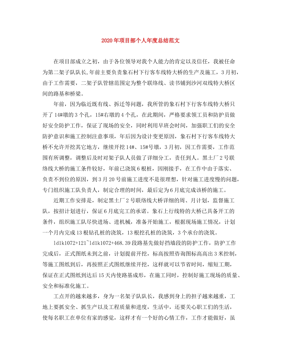 2020年项目部个人年度总结范文_第1页
