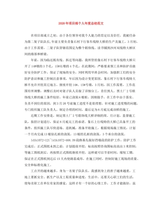 2020年项目部个人年度总结范文