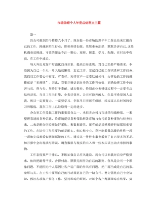 市场助理个人年度总结范文三篇