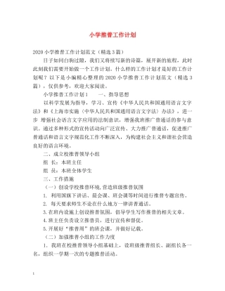 小学推普工作计划 