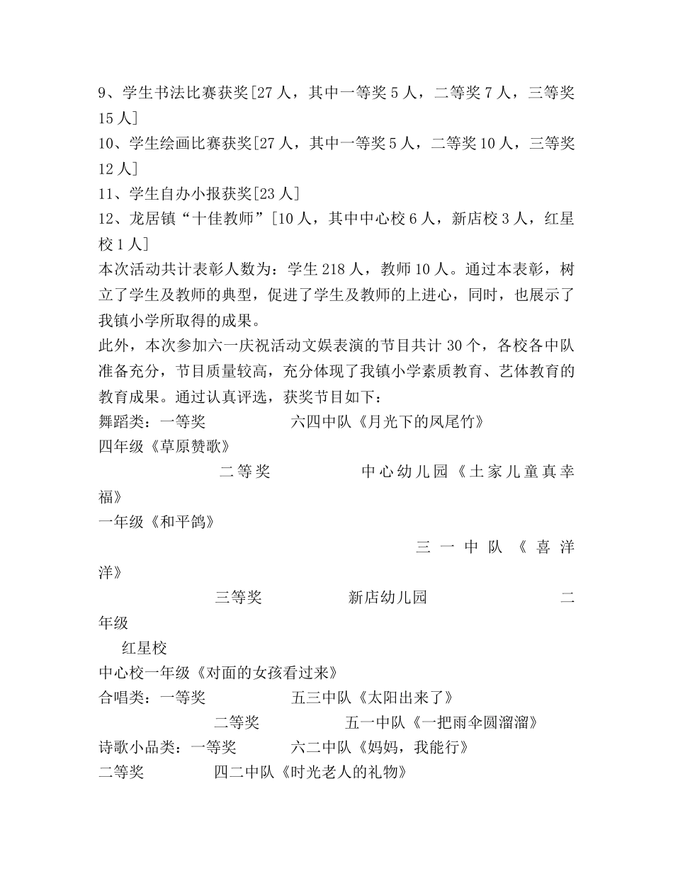 小学庆六一活动总结 _第2页