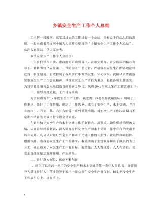 乡镇安全生产工作个人总结