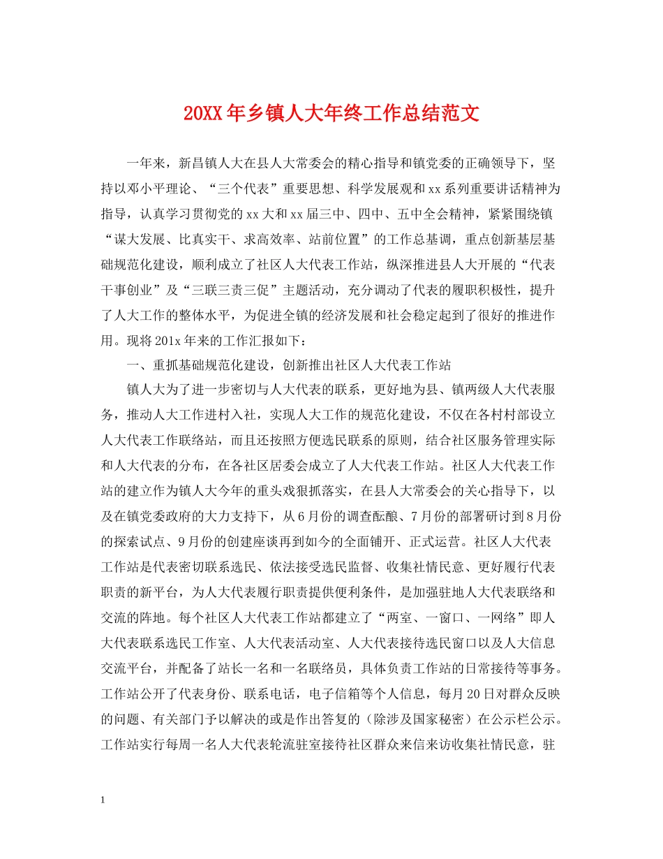 乡镇人大年终工作总结范文_第1页