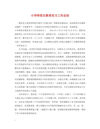 小学师范生教育实习工作总结 