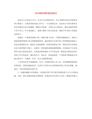招标代理年度总结范文