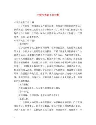 小学少先队工作计划 