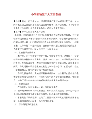 小学实验室个人工作总结 