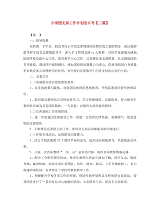 小学团支部工作计划怎么写【三篇】 