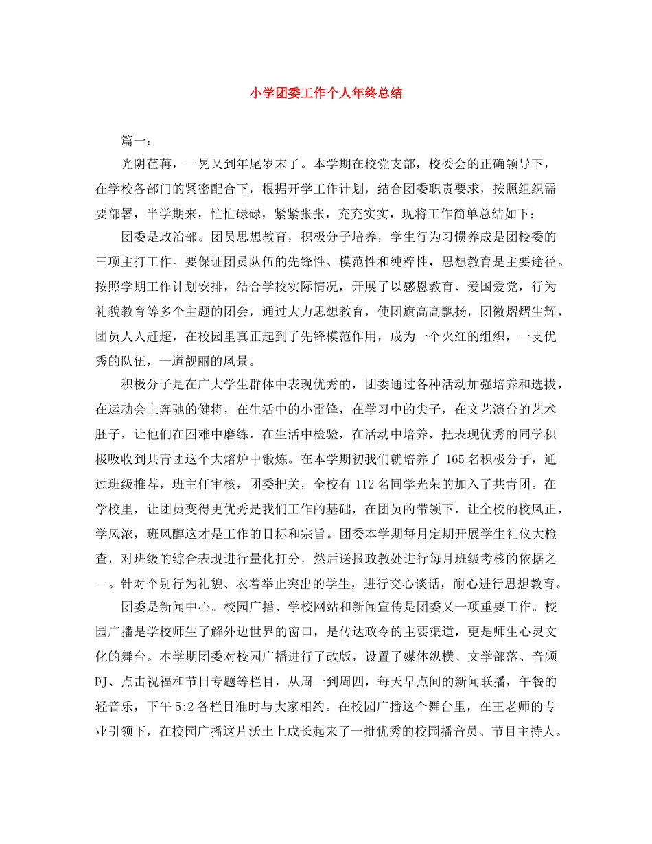 小学团委工作个人年终总结 _第1页