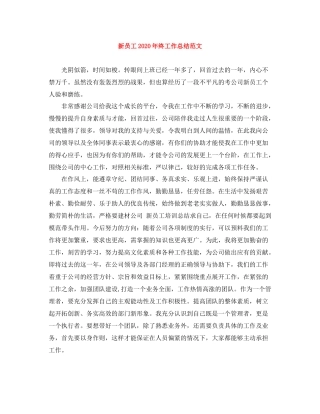 新员工年终工作总结范文