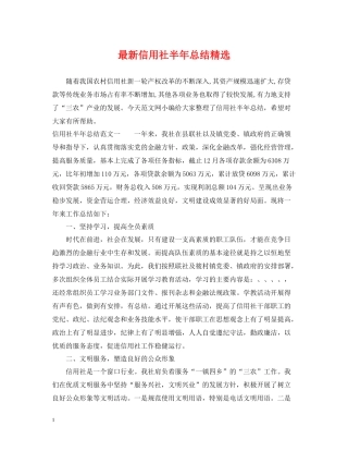 信用社半年总结精选