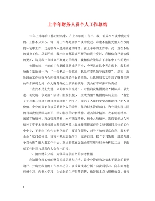 上半年财务人员个人工作总结
