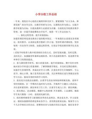 小学分校工作总结 
