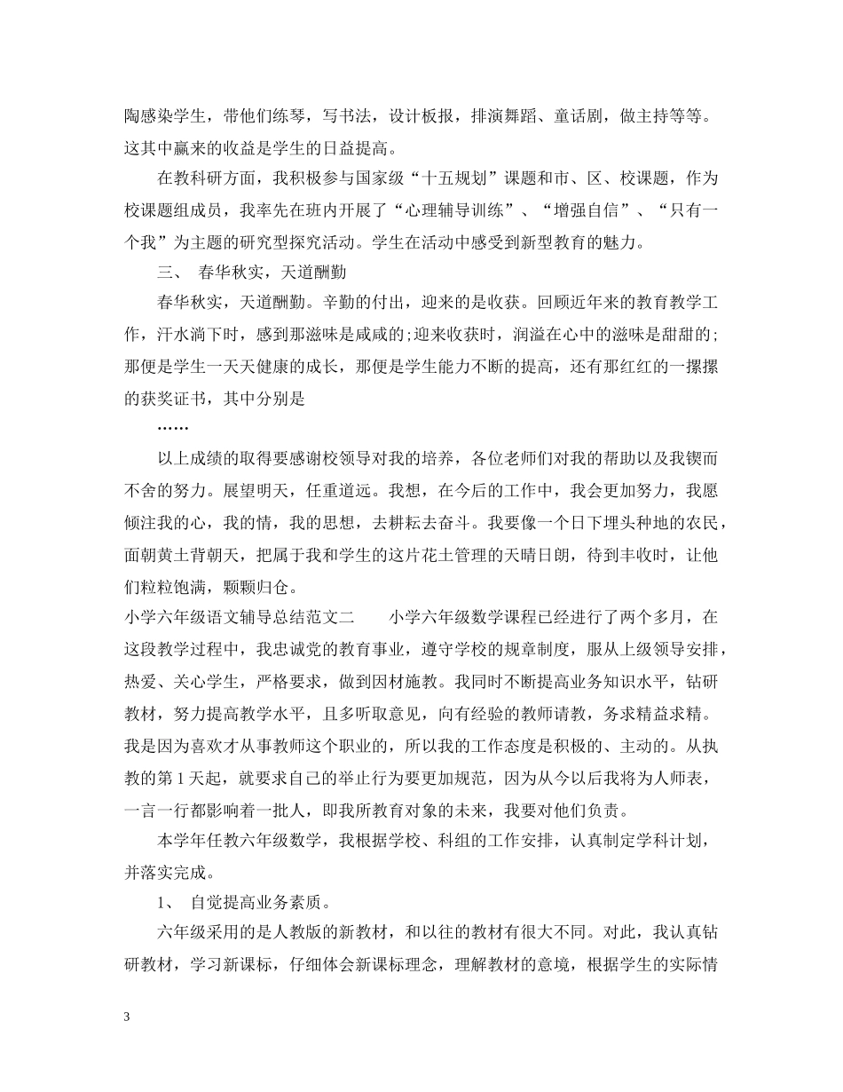 小学六年级语文辅导总结 _第3页