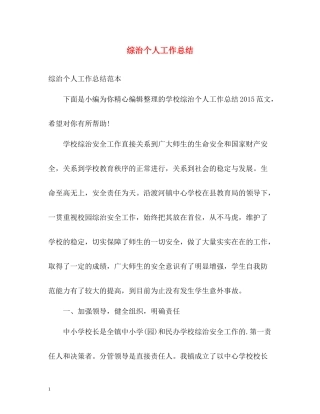 综治个人工作总结