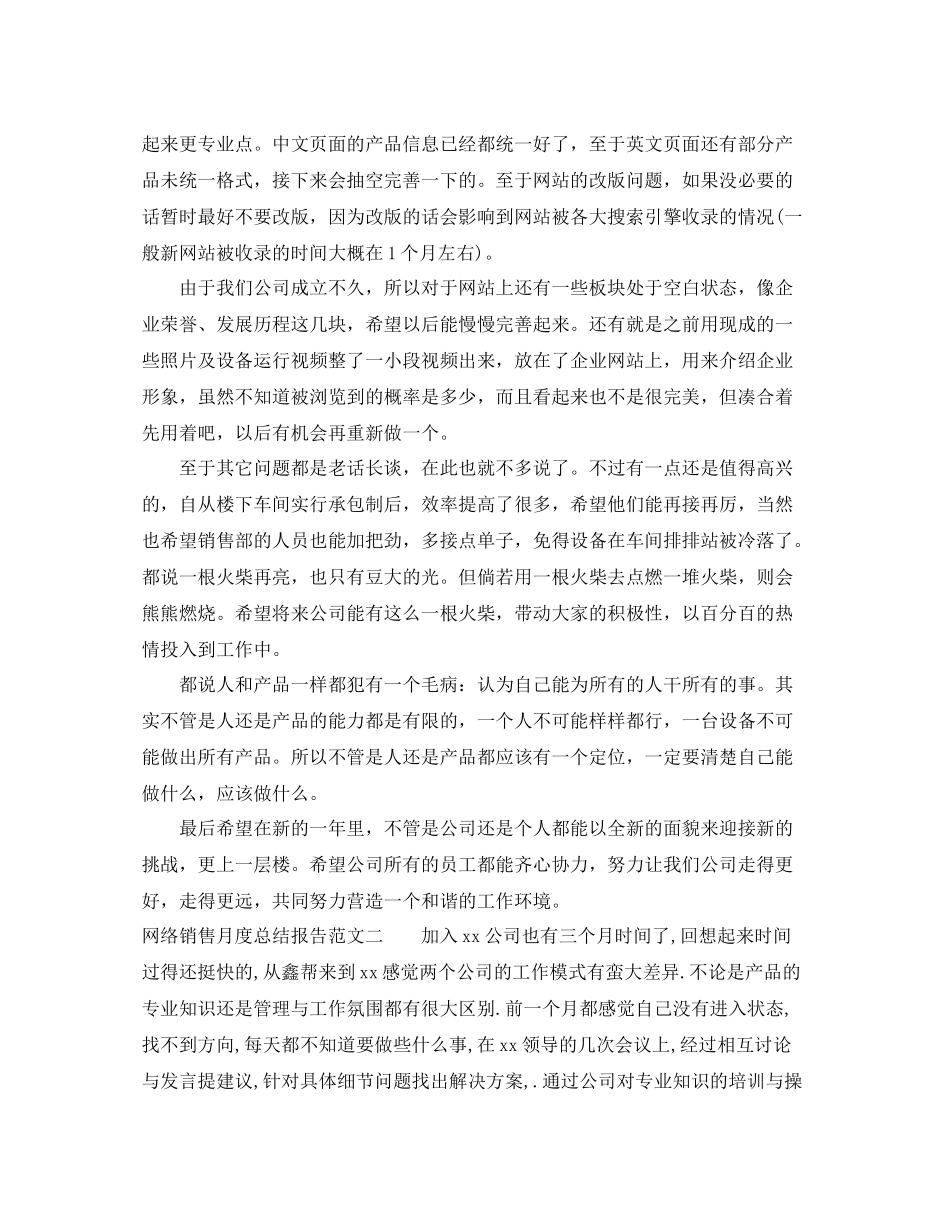 网络销售月度总结报告_第2页