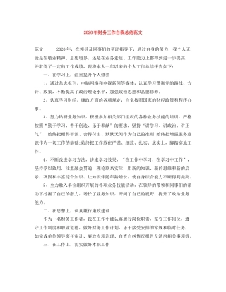 2020年财务工作自我总结范文