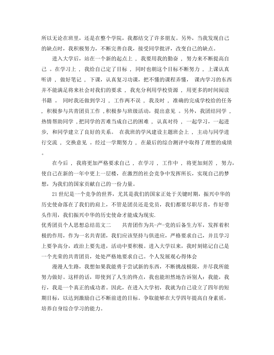 优秀团员个人思想总结_第2页