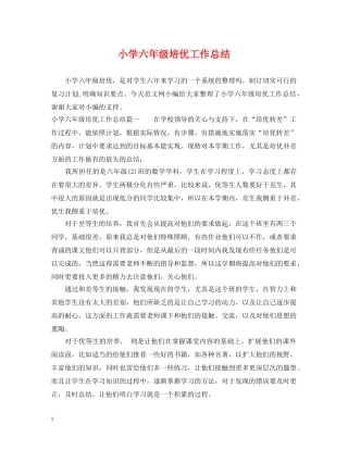 小学六年级培优工作总结 