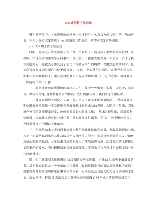 cnc试用期工作总结