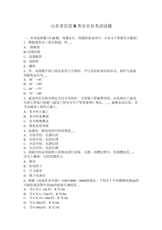 山东省信息B类安全员考试试题