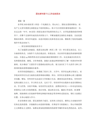 团支部年度个人工作总结范本