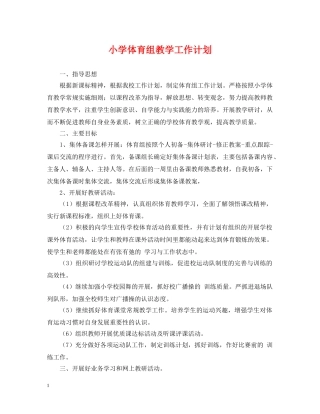 小学体育组教学工作计划 