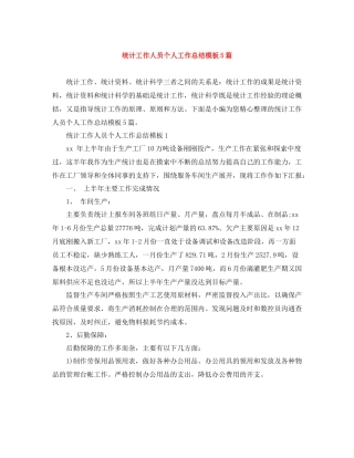 统计工作人员个人工作总结模板5篇