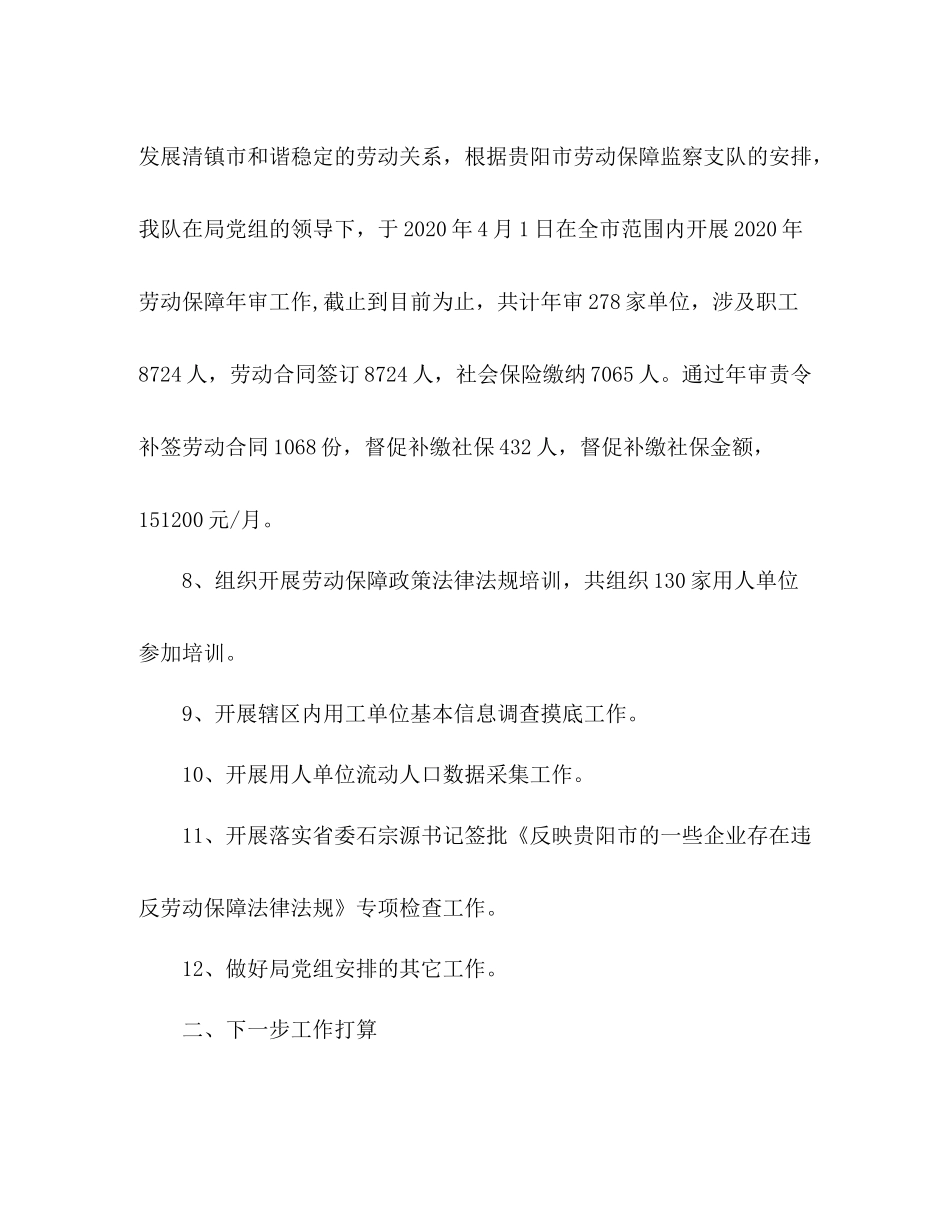 劳保大队年上半年保障监察工作总结_第3页