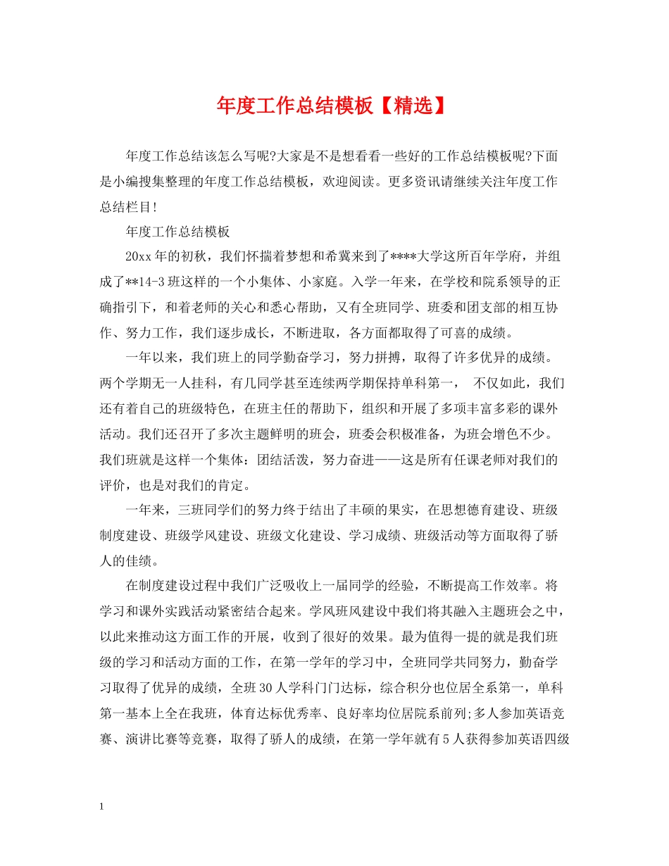 2020年度工作总结模板_第1页