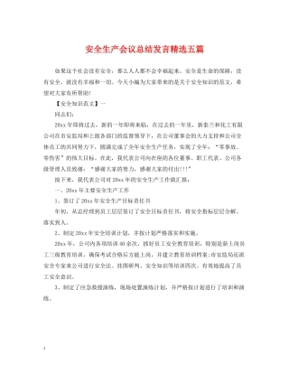 安全生产会议总结发言精选五篇