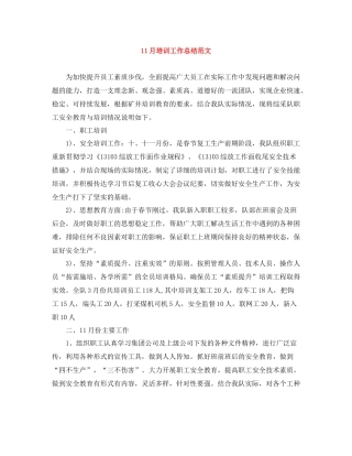 11月培训工作总结范文