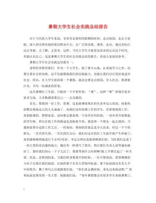 暑期大学生社会实践总结报告