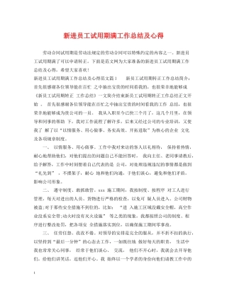 新进员工试用期满工作总结及心得
