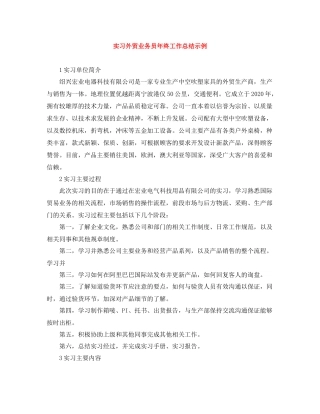 实习外贸业务员年终工作总结示例