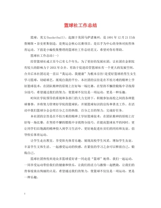 篮球社工作总结