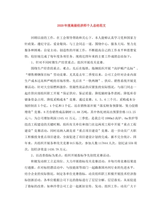 2020年度高级经济师个人总结范文