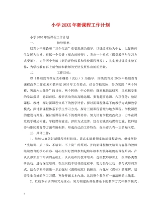 小学20XX年新课程工作计划 