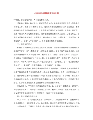 小学2024年禁毒防艾工作计划 